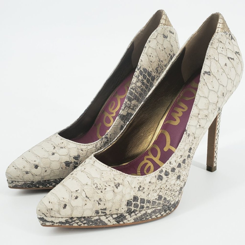 Sam Edelman Celia Snake Print High Heeled Pumps